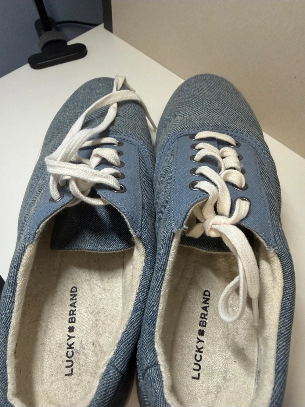 Lucky Brand Light Blue Canvas Lace-Up Sneakers